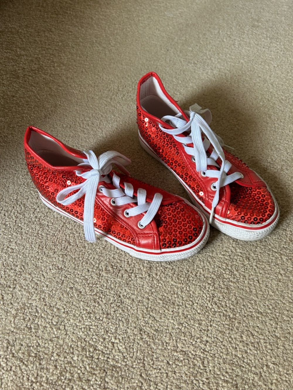 balera Red Sequin Kids' Sneakers with White Laces